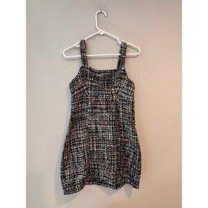 Mi Ami Womens Multicolor Tweed Mini Dress Sleeveless Square Neck Back Zip Small